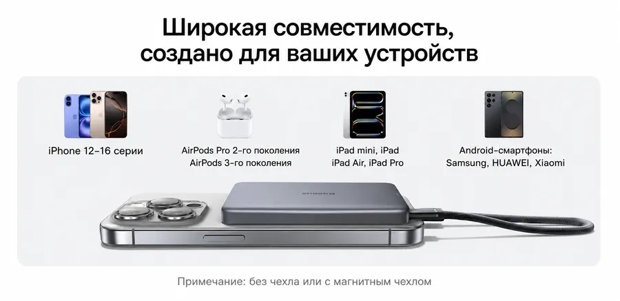 Внешний аккумулятор Baseus Ultra-Slim с MagSafe 10000mAh 27W PPKPC-1027 14 a7e94245 fb44 4daf 90e9 969452b3001e результат